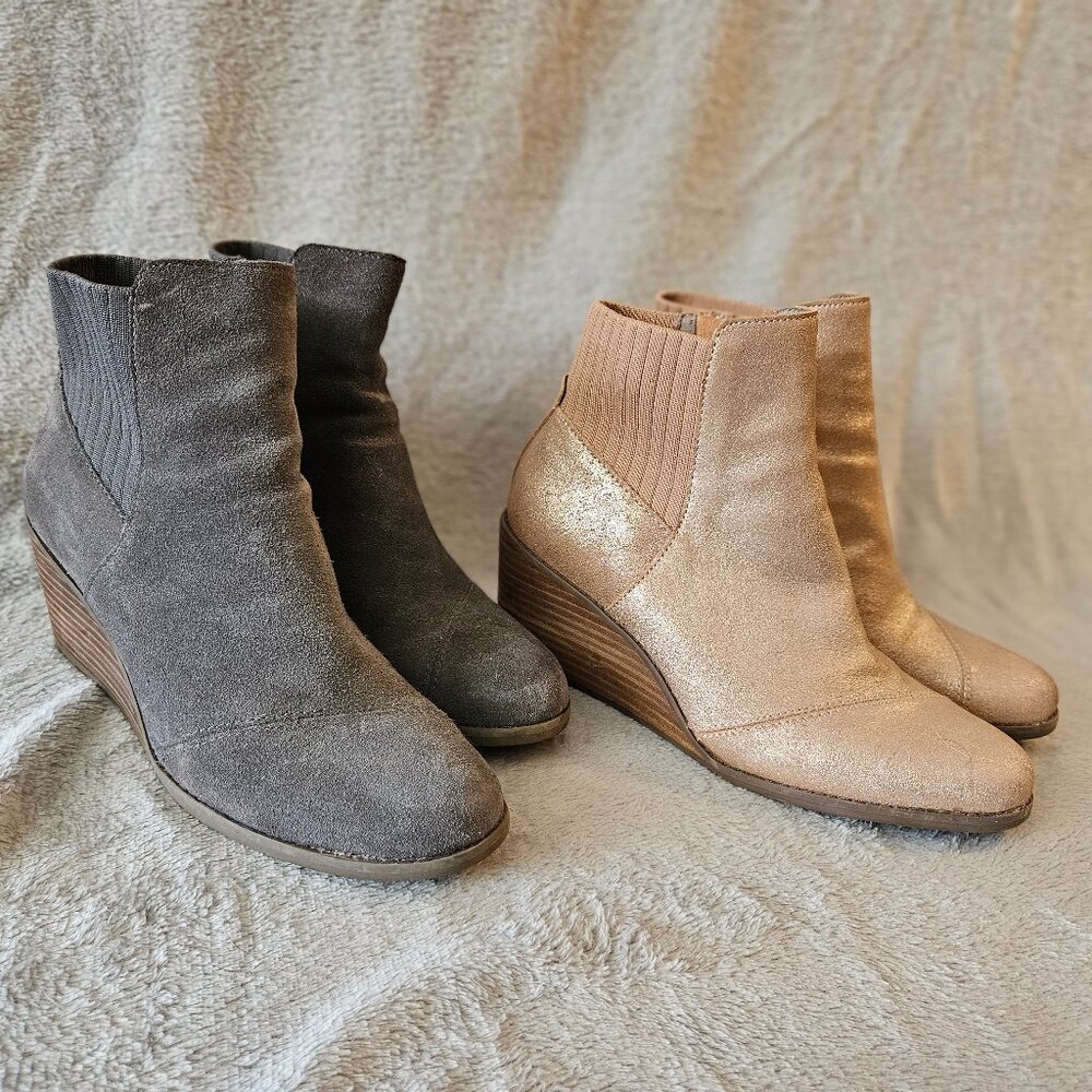 2 Pairs of Cute Toms Booties sz 8.5